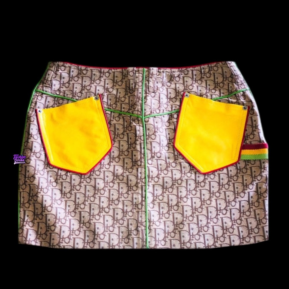Christian Dior Vintage leather Rasta Mini skirt - Picture 10 of 15